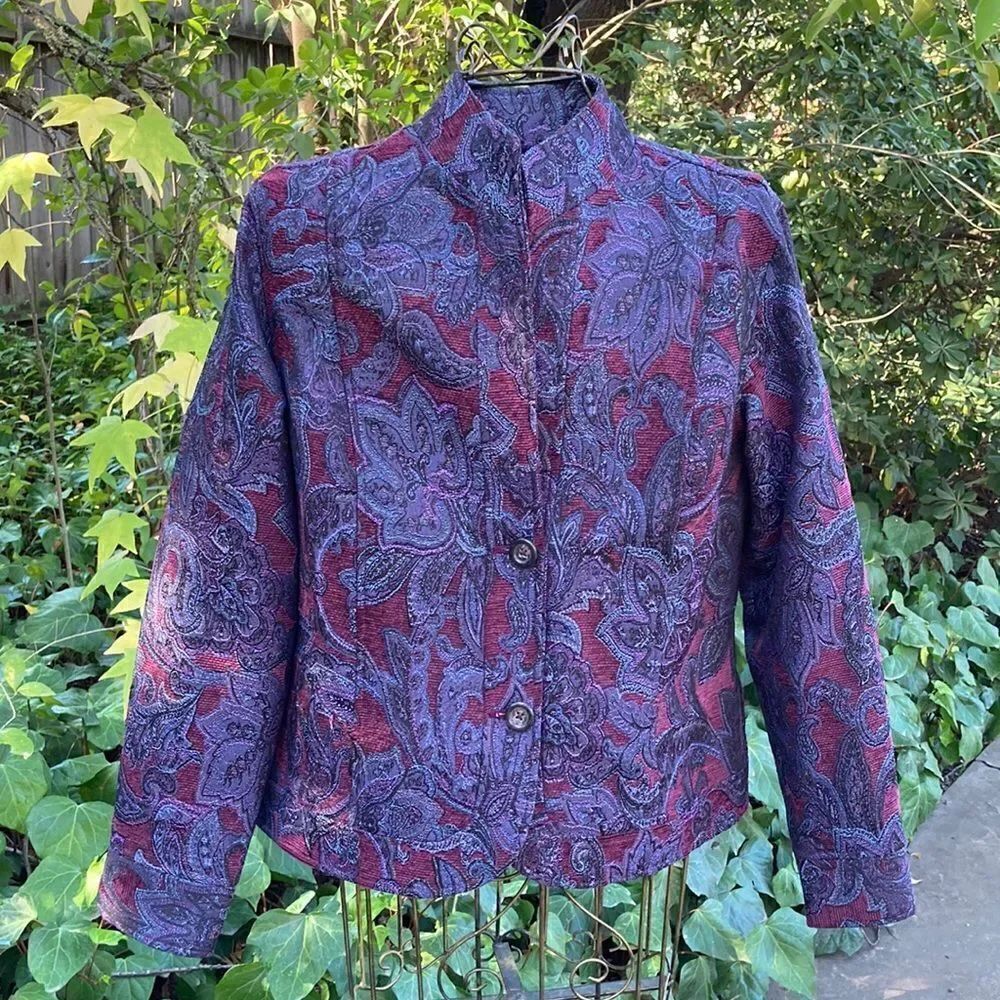 Coldwater Creek Floral Textured Fully Lined Blazer Jacket